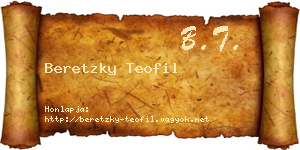 Beretzky Teofil névjegykártya